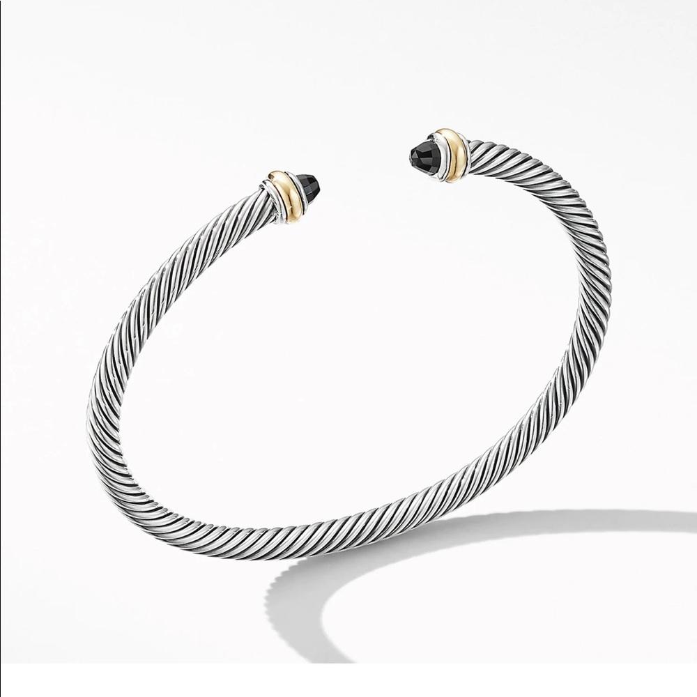 David Yurman Cable Classic Cuff Bracelet, Black Onyx 4mm. Size small